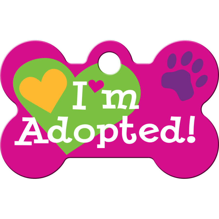 "I'm Adopted" Dog Tag, Small Bone