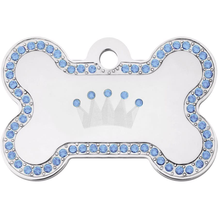 Dog Tag with Crown and Crystals