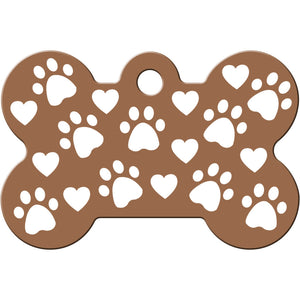 Copper Paws and Hearts Dog Tag, Medium Bone