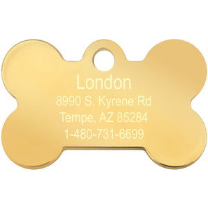 Small Bone Shape Dog Tag with Plated Brass