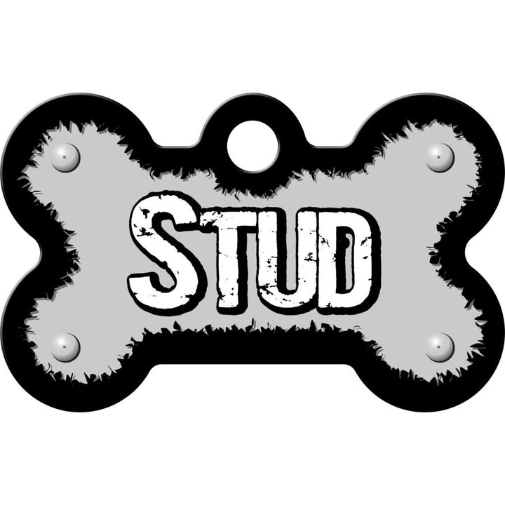 "Stud" Black Bone Dog Tag, Small