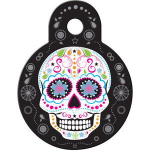 Day Of The Dead Pet ID Tag, Small Circle