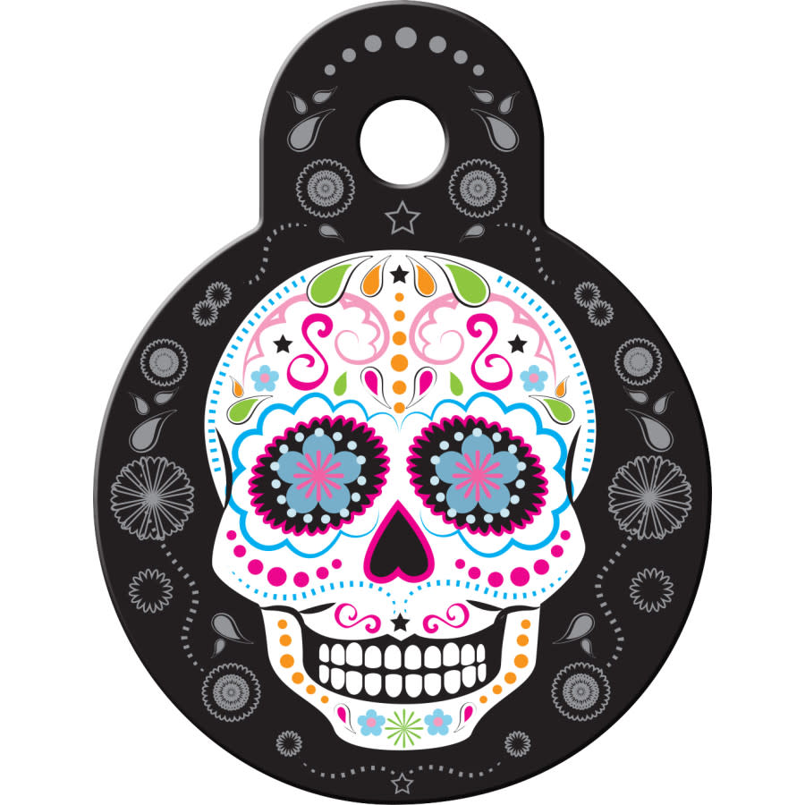 Day Of The Dead Pet ID Tag, Small Circle