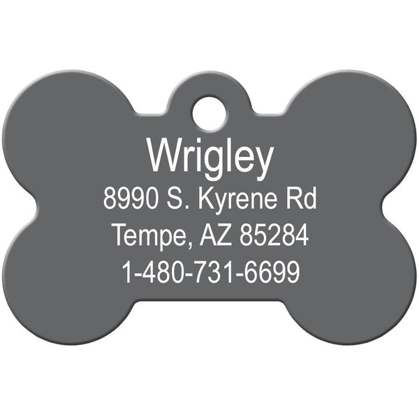 Medium Bone Shape Dog Tag with Crystals, Lightweight