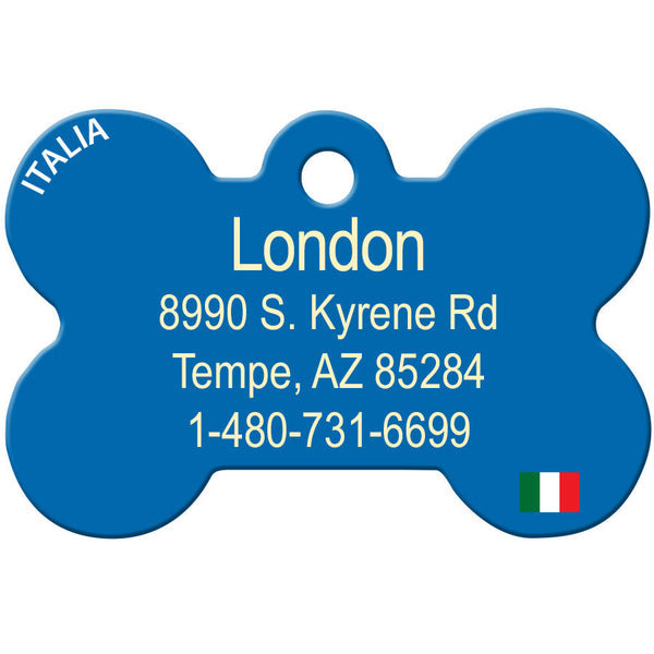 Italian Flag Dog Tag, Medium Bone