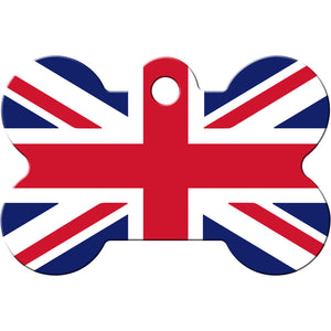 Union Jack Flag Dog Tag, Medium Bone