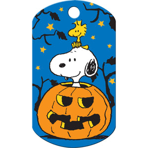 Snoopy Pumpkin Dog Tag, Military Shape