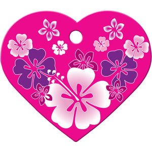 Tropical Dog Tag, Large Heart Shape