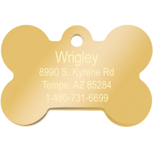 Medium Bone Shape Dog Tag with Plated Brass