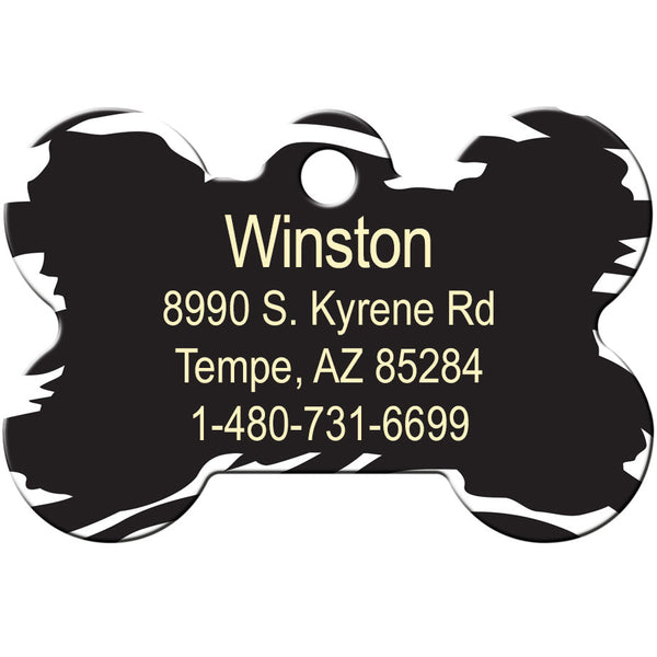 Zebra Print Dog Tag, Medium Bone