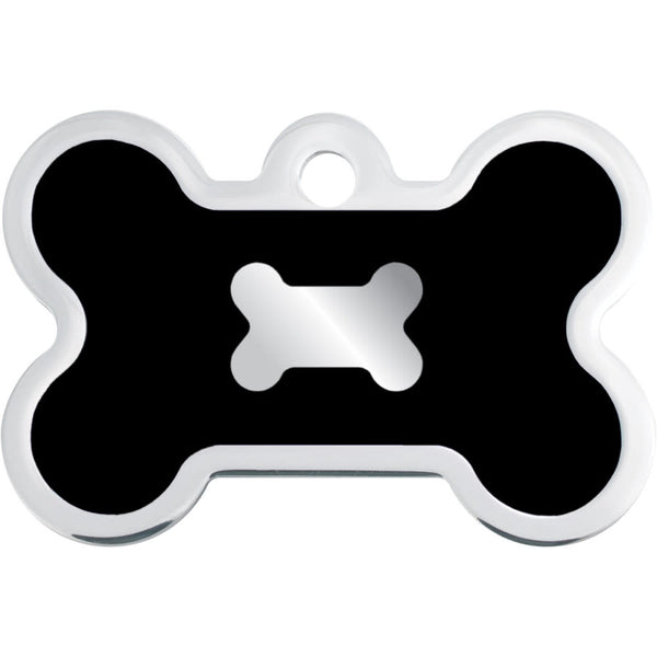 Medium Bone Shape Dog Tag with Chrome Detail